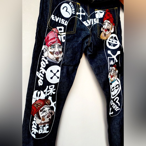 EVISU Embroidery Brocade Daicock Denim Jeans NWT very Rare! - Picture 1 of 14